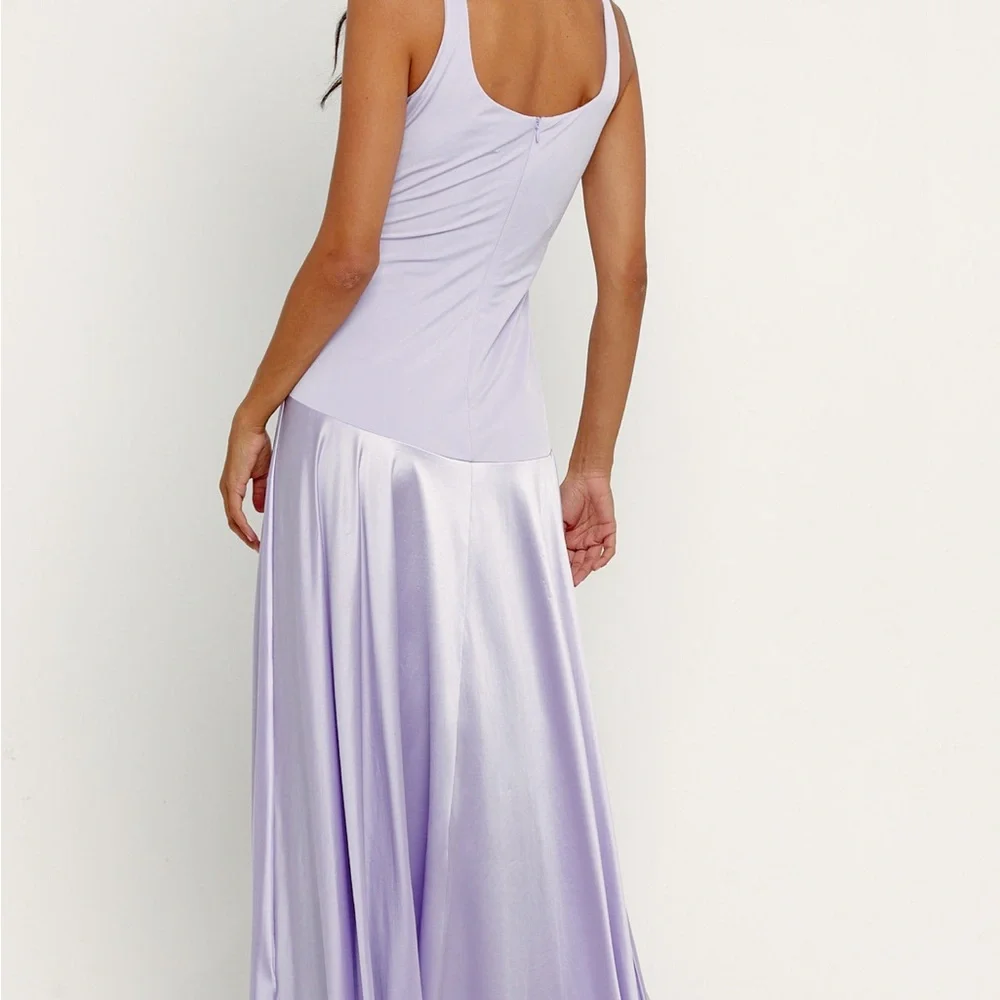 Rare London Lilac Curved Drop Waist Maxi Dress - Picture 4 of 7